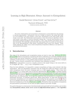 Learning in High Dimension Always Amounts to Extrapolation