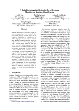 A Data Bootstrapping Recipe for Low Resource Multilingual Relation
  Classification