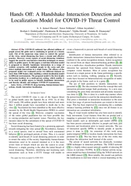 Hands Off: A Handshake Interaction Detection and Localization Model for
  COVID-19 Threat Control