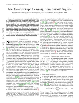 Accelerated Graph Learning from Smooth Signals