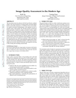 Image Quality Assessment in the Modern Age
