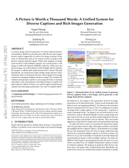 A Picture is Worth a Thousand Words: A Unified System for Diverse
  Captions and Rich Images Generation