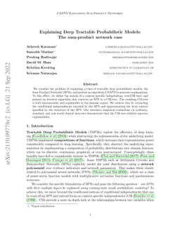 Explaining Deep Tractable Probabilistic Models: The sum-product network
  case