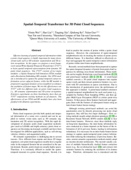Spatial-Temporal Transformer for 3D Point Cloud Sequences
