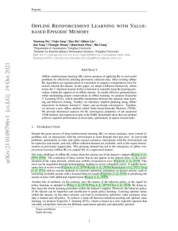 Offline Reinforcement Learning with Value-based Episodic Memory