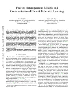 FedHe: Heterogeneous Models and Communication-Efficient Federated
  Learning