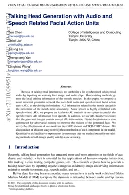 Talking Head Generation with Audio and Speech Related Facial Action
  Units