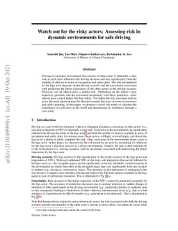 Watch out for the risky actors: Assessing risk in dynamic environments
  for safe driving