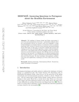 DEEPAGÉ: Answering Questions in Portuguese about the Brazilian
  Environment