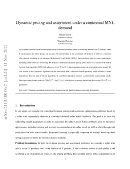 Dynamic pricing and assortment under a contextual MNL demand