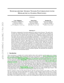 Nonparametric Sparse Tensor Factorization with Hierarchical Gamma
  Processes