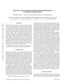 Continual self-training with bootstrapped remixing for speech
  enhancement