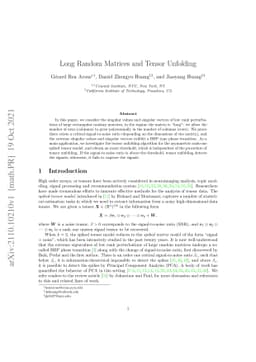 Long Random Matrices and Tensor Unfolding