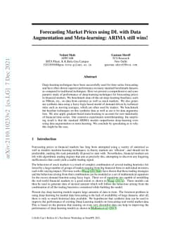 Forecasting Market Prices using DL with Data Augmentation and
  Meta-learning: ARIMA still wins!