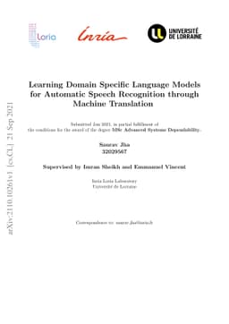 Learning Domain Specific Language Models for Automatic Speech
  Recognition through Machine Translation