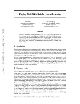 Playing 2048 With Reinforcement Learning