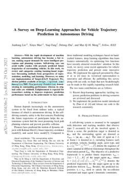 A Survey on Deep-Learning Approaches for Vehicle Trajectory Prediction
  in Autonomous Driving
