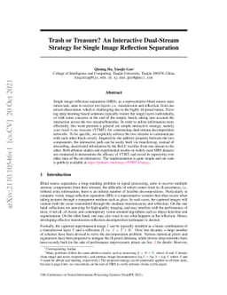 Trash or Treasure? An Interactive Dual-Stream Strategy for Single Image
  Reflection Separation