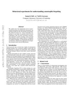 Behavioral Experiments for Understanding Catastrophic Forgetting
