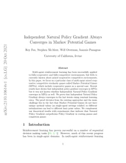Independent Natural Policy Gradient Always Converges in Markov Potential
  Games