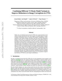 Combining Different V1 Brain Model Variants to Improve Robustness to
  Image Corruptions in CNNs