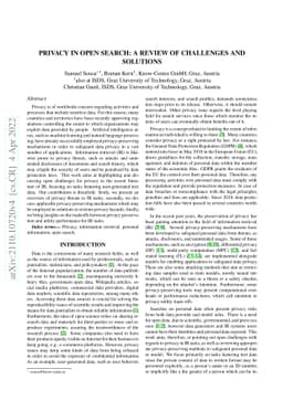 Privacy in Open Search: A Review of Challenges and Solutions