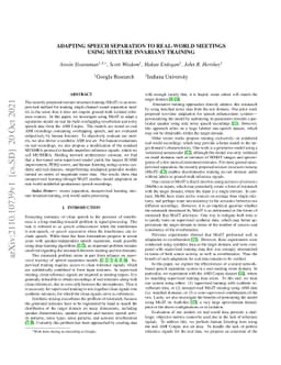 Adapting Speech Separation to Real-World Meetings Using Mixture
  Invariant Training