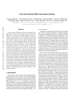 Class Incremental Online Streaming Learning
