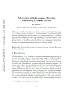 Adversarial attacks against Bayesian forecasting dynamic models