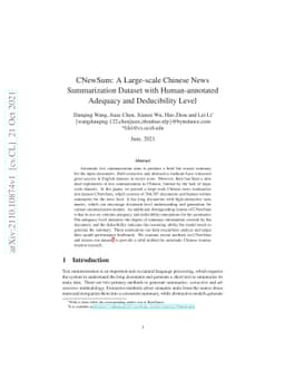 CNewSum: A Large-scale Chinese News Summarization Dataset with
  Human-annotated Adequacy and Deducibility Level