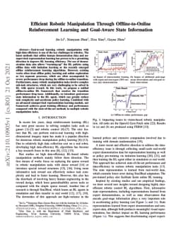 Efficient Robotic Manipulation Through Offline-to-Online Reinforcement
  Learning and Goal-Aware State Information