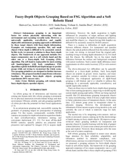 Fuzzy-Depth Objects Grasping Based on FSG Algorithm and a Soft Robotic
  Hand