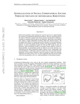 Generalization of Neural Combinatorial Solvers Through the Lens of
  Adversarial Robustness