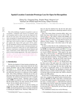 Spatial Location Constraint Prototype Loss for Open Set Recognition