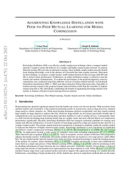 Augmenting Knowledge Distillation With Peer-To-Peer Mutual Learning For
  Model Compression