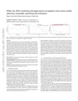 DMS, AE, DAA: methods and applications of adaptive time series model
  selection, ensemble, and financial evaluation