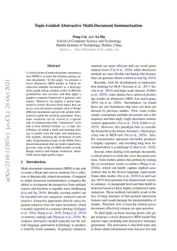 Topic-Guided Abstractive Multi-Document Summarization