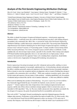 Analysis of the first Genetic Engineering Attribution Challenge