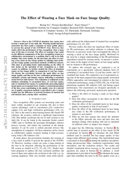 The Effect of Wearing a Face Mask on Face Image Quality