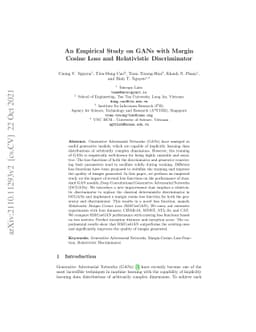 An Empirical Study on GANs with Margin Cosine Loss and Relativistic
  Discriminator