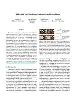 Video and Text Matching with Conditioned Embeddings