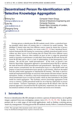 Decentralised Person Re-Identification with Selective Knowledge
  Aggregation