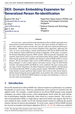 DEX: Domain Embedding Expansion for Generalized Person Re-identification