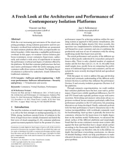 A Fresh Look at the Architecture and Performance of Contemporary
  Isolation Platforms