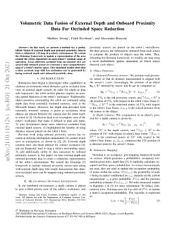 Volumetric Data Fusion of External Depth and Onboard Proximity Data For
  Occluded Space Reduction