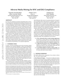 Adverse Media Mining for KYC and ESG Compliance
