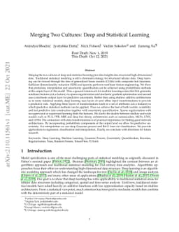 Merging Two Cultures: Deep and Statistical Learning