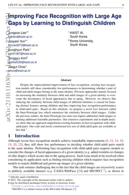 Improving Face Recognition with Large Age Gaps by Learning to
  Distinguish Children