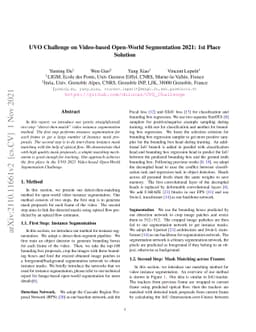 UVO Challenge on Video-based Open-World Segmentation 2021: 1st Place
  Solution