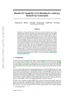 BlendGAN: Implicitly GAN Blending for Arbitrary Stylized Face Generation